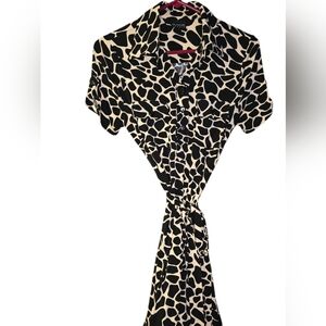 Enfocus Studio Black and Cream Patterned Dress